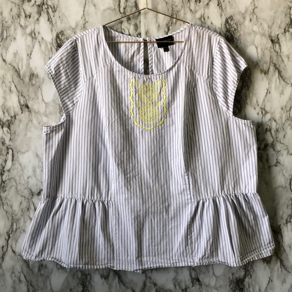 Oxford Peplum Blue Striped Top 22/24
